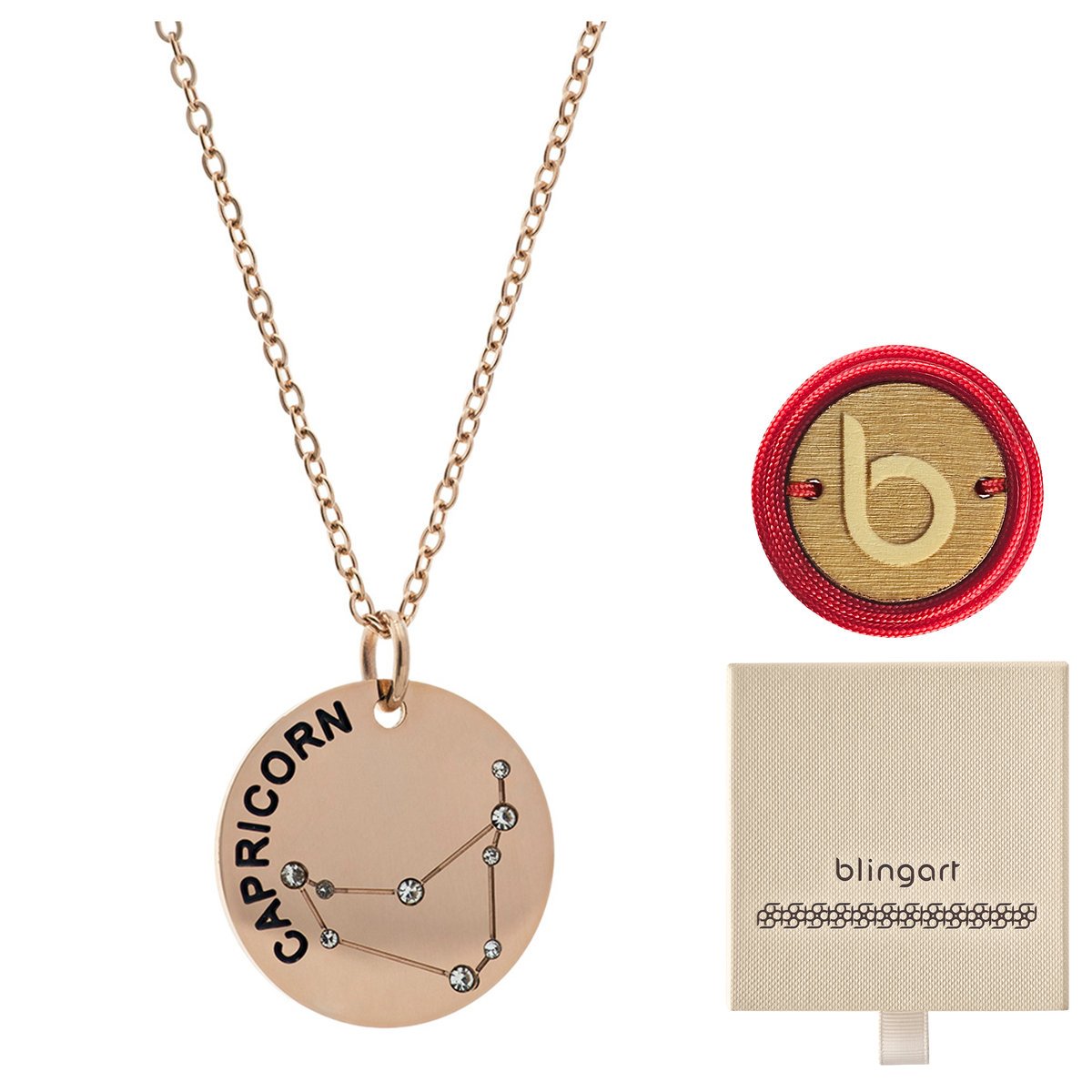 Naszyjnik celebrytka medalik znak zodiaku Koziorożec pozłacany BLINGART