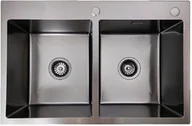 Zlewozmywaki - Stellman Zlewozmywak stalowy dwukomorowy STEEL 7549 CZARNY - miniaturka - grafika 1