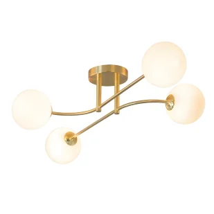 Złota lampa sufitowa Otto - szklane klosze - Oprawy, klosze i abażury - miniaturka - grafika 1