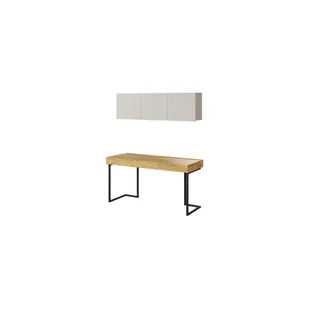 Młodzieżowe Biurko z Szafką Wiszącą SET-10A Teen Flex Lenart Hikora Naturalna, Silk Flou, Raw Steel - Zestawy mebli dla dzieci - miniaturka - grafika 1