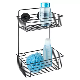 Czarna ścienna dwupoziomowa półka łazienkowa Wenko Vacuum-Loc® Pavia - Półki łazienkowe - miniaturka - grafika 1