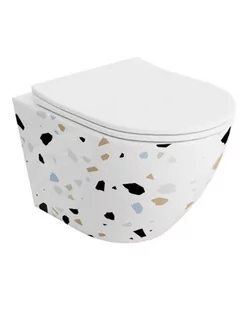 Lavita Sofi Slim Stone Zestaw Toaleta WC bez kołnierza 49x36,5 cm krótka + deska wolnoopadająca biały 5900378326496 - odbiór osobisty: Kraków, Warszawa - Miski WC - miniaturka - grafika 1