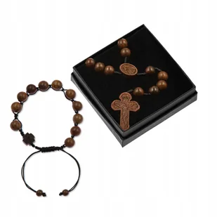 Różaniec i bransoletka Legno drewno egzotyczne 10 mm komplet z pudełkiem - Bransoletki - miniaturka - grafika 1
