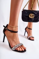 Sandały damskie - Sandały Skóra Damskie Obcas Szpilka Czarne Lewski Shoes 3238 - Zazoo - miniaturka - grafika 1