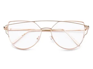 Glam Rock Złote Kocie Oczy damskie zerówki 1992 - Okulary korekcyjne, oprawki, szkła - miniaturka - grafika 1