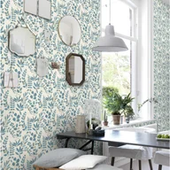 Tapety - Tapeta Listki 699111 biało-niebieska winylowa na flizelinie - miniaturka - grafika 1