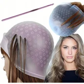 Pozostałe akcesoria fryzjerskie - TEMU CZEPEK DO FARBOWANIA PASEMEK Z SZYDEŁKIEM BALEJAŻU FRYZJERSKI SILIKONOWY - miniaturka - grafika 1