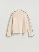 Swetry damskie - Reserved - Sweter z kontrastową lamówką - kremowy - miniaturka - grafika 1