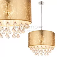 Lampy sufitowe - Globo Lighting LAMPA wisząca AMY 15187H3 okrągła OPRAWA abażurowa ZWIS z kryształkami glamour crystal złoty 15187H3 - miniaturka - grafika 1