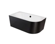 Wanny - Wanna narożna lewa Besco Avita A-line 150x75 cm czarny połysk syfon czarny z napełnieniem przez przelew WAA-15ABLCN - miniaturka - grafika 1