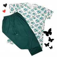 Piżamy damskie - PIŻAMA DAMSKA 5XL PLUS SIZE bawełna kwiaty rybaczki duży rozmiar komplet - miniaturka - grafika 1