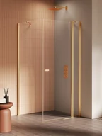 Kabiny prysznicowe - Złota szczotkowana kabina prysznicowa prostokątna 80x70 K-4194 New Soleo Gold Brushed New Trendy - miniaturka - grafika 1