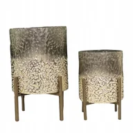 Świeczniki - Świecznik Szklany Złoty Lampion Szklany Stojak - miniaturka - grafika 1