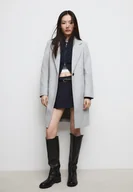 Płaszcze damskie - Stradivarius Miękki płaszcz średniej długości na guziki Popielaty S - miniaturka - grafika 1