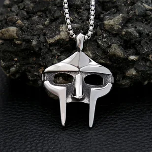 Naszyjnik chain maska MF DOOM srebrny rap streetwear prezent Y2K - Naszyjniki - miniaturka - grafika 1