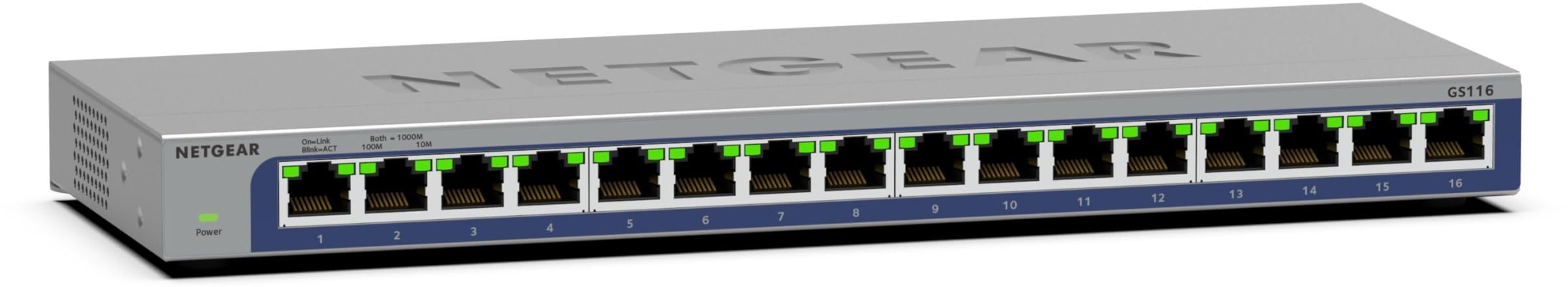 NETGEAR GS116v3 - Switch - unmanaged - 16 x 10/100/1000 - Desktop, wandmontierbar GS116-300EUS