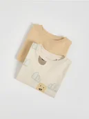 Bluzki dla niemowląt - Reserved - Bawełniany longsleeve 2 pack - beżowy - miniaturka - grafika 1