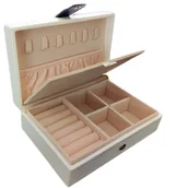 Pudełka i szkatułki - Szkatułka Pudełko Organizer Na Biżuterię Biała F5 - miniaturka - grafika 1