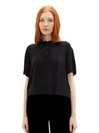 Bluzki damskie - TOM TAILOR Denim Damska bluzka koszulowa oversize Basic, 14482 – Deep Black, XS - miniaturka - grafika 1