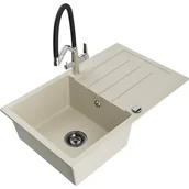 Zlewozmywaki z baterią - Mexen Bruno zlewozmywak granitowy 1-komorowy z ociekaczem i baterią kuchenną Duo, beżowy - miniaturka - grafika 1