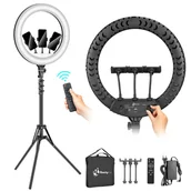 Lampy stojące - Lampa pierścieniowa LUMO LED ring do filmów zdjęć makijażu - miniaturka - grafika 1