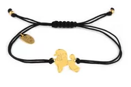 Bransoletki - Bransoletka z psem pudlem złotym na czarnym sznurku - miniaturka - grafika 1