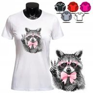 Koszulki i topy damskie - KOSZULKA DAMSKA Z NADRUKIEM T-SHIRT - WZÓR SZOP PRACZ KOKARDKA RÓŻOWA - XS - miniaturka - grafika 1