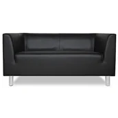 Sofy i kanapy - Sofa LEON - eko skóra czarna - miniaturka - grafika 1