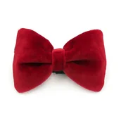 Ubranka dla psów - Aksamitna czerwona muszka dla psa elegancka ozdoba na specjalne okazje mocowana do obroży - miniaturka - grafika 1