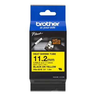 Brother oryginalny taśma do drukarek etykiet, Brother, HSE-631E, czarny druk/żółty podkład, 1.5m, 11.2mm - Etykiety do drukarek - miniaturka - grafika 1