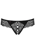 Majtki damskie - Obsessive Miamor crotchless thong Majtki stringi otwarte, czarny - miniaturka - grafika 1
