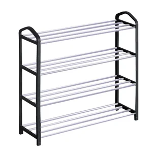 Regał na buty Smukee 62 x 20 x 62 cm, 4 półki, metalowy, czarny, srebrny - Szafki na buty - miniaturka - grafika 1
