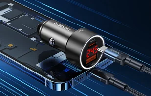 Ładowarka samochodowa Toocki USB + USB-C, 75W (czarna) - Ładowarki samochodowe - miniaturka - grafika 5