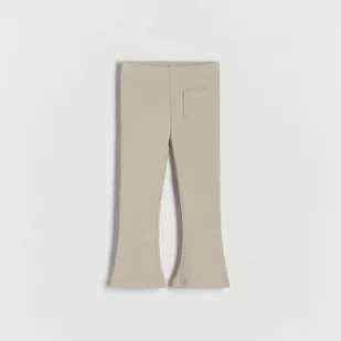 Reserved - Spodnie flare z kieszenią - Khaki - Spodnie i spodenki dla dziewczynek - miniaturka - grafika 1