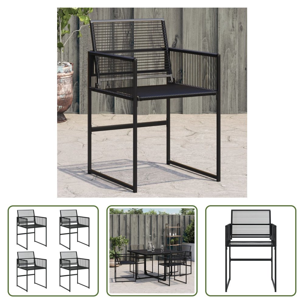 Krzesła ogrodowe The Living Store 4 szt. czarny polirattan