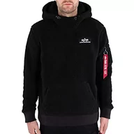 Bluzy męskie - ALPHA INDUSTRIES Męska bluza z kapturem Teddy Hoody, czarny, M - miniaturka - grafika 1