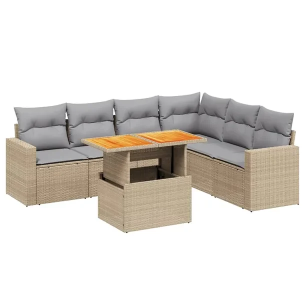Zestaw mebli ogrodowych z rattanu PE, beżowy, wymiary: 62x62x69 cm, 55x62x