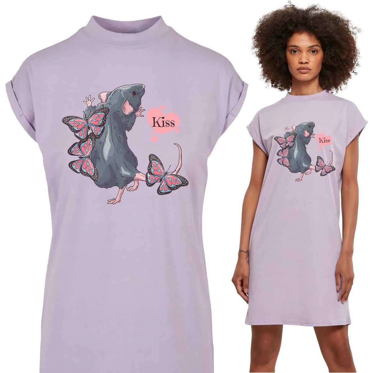 Koszula Nocna Lawendowa KISS MYSZKA Mix Wzory M