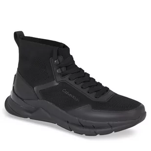 Sneakersy Calvin Klein High Top Lace Up Knit HM0HM01267 Triple Black 0GJ - Półbuty męskie - miniaturka - grafika 1