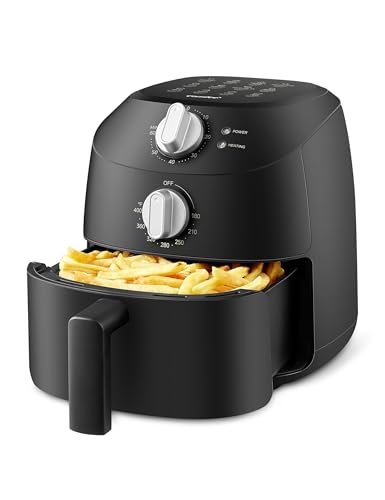 Midea Frytkownica na gorące powietrze 2 l, 1150 W, frytkownica na gorące powietrze, automatyczna funkcja wyłączania, bezolejowa, łatwa do czyszczenia, nie zawiera BPA, czarna
