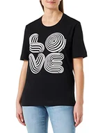 Koszulki i topy damskie - Love Moschino Damska koszulka o regularnym kroju z krótkim rękawem, czarna, rozmiar 48 (DE), czarny, 48 - miniaturka - grafika 1