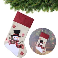 Ozdoby bożonarodzeniowe - Beżowa, dekoracyjna skarpeta świąteczna, Bałwan 45cm - miniaturka - grafika 1