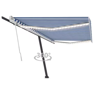 VidaXL Lumarko Ręcznie zwijana markiza z LED, 500x350 cm, niebiesko-biała  3069861 VidaXL - Markizy - miniaturka - grafika 1
