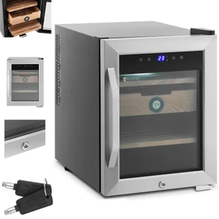 Humidor szafka na cygara z drewna cedrowego i stali z oświetleniem LED - Wyposażenie lokali gastronomicznych - miniaturka - grafika 1