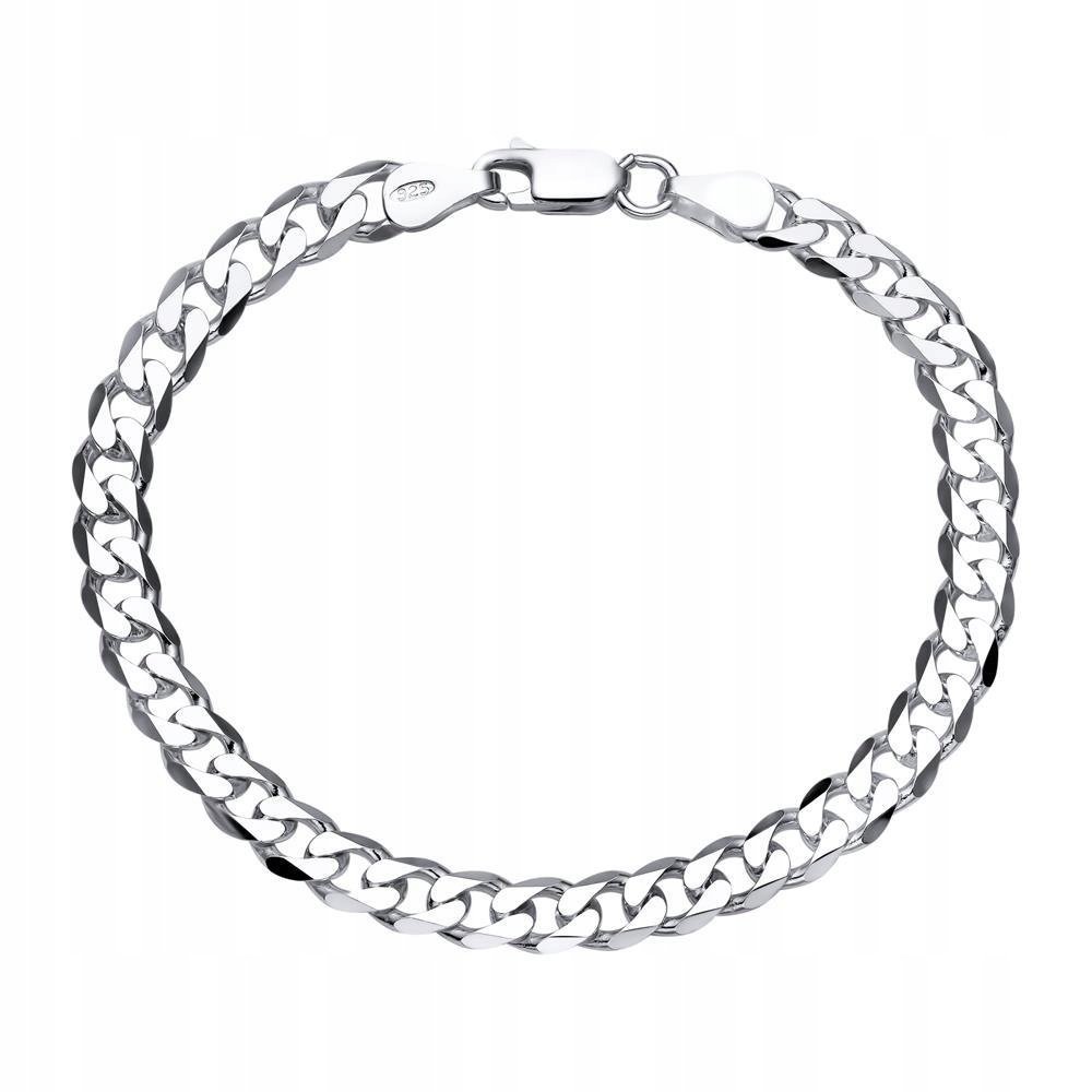 Bransoletka Srebrna Męska Srebro 925 Pancerka 5Mm Diamentowana Pełna