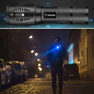 Latarka Taktyczna Szperacz CREE XPE LED ZOOM UV czarny - Latarki - miniaturka - grafika 9