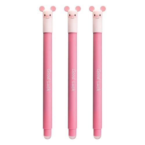 Eberhard Faber 599032 - Tinteroller ścieralna świnia, 3 długopisy Animal Erase it, długopis żelowy niebieski 0,7 mm