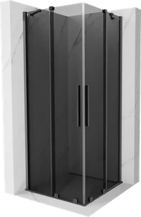Mexen Velar Duo kabina prysznicowa rozsuwana 80x80 cm, grafit, gun gray szczotkowany - 871-080-080-42-66 - Kabiny prysznicowe - miniaturka - grafika 1