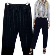 Dresy damskie - Czarne Spodnie Dresowe Welur 54 56 Polskie Prosta Nogawka Bezuciskowe 4xl - miniaturka - grafika 1