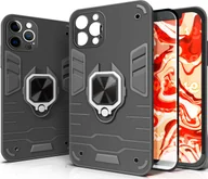 Etui i futerały do telefonów - Hello Case ETUI PANCERNE DO IPHONE 12 PRO MAX CZARNE OBUDOWA ARMOR HOLDER RING SZKŁO - miniaturka - grafika 1